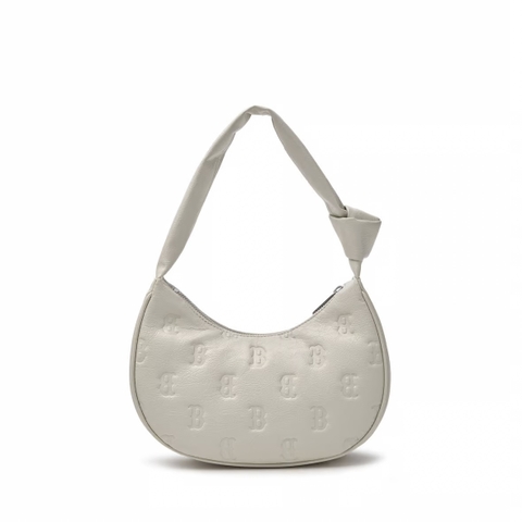 MLB Classic Monogram Crack Embo Hobo Bag Boston Red Sox WHITE - Túi xách, đeo vai màu trắng