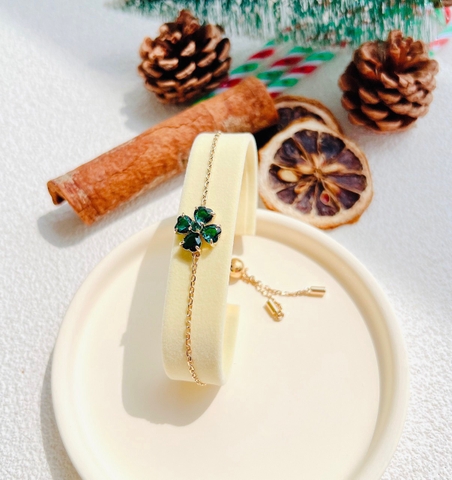 SWAROVSKI Idyllia bracelet (Mixed cuts, Clover, Green, Gold-tone plated) - Vòng/lắc tay Cỏ Bốn Lá - SWAROVSKI - JEWELRY