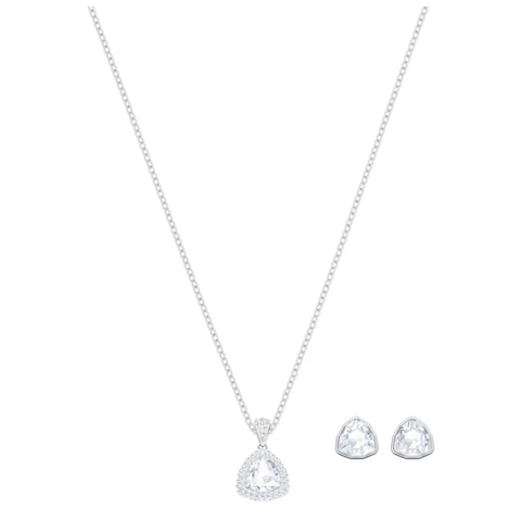 SWAROVSKI Begin set (Trilliant cut, White, Rhodium plated) - EARRINGS & NECKLACE - Khuyên tai + dây cổ - JEWELRY