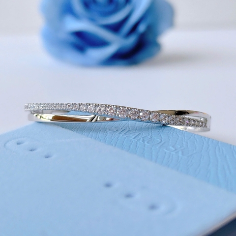 SWAROVSKI Hyperbola bangle (Round cut, White, Rhodium plated) - Vòng, lắc tay, pha lê trắng - JEWELRY BRACELET