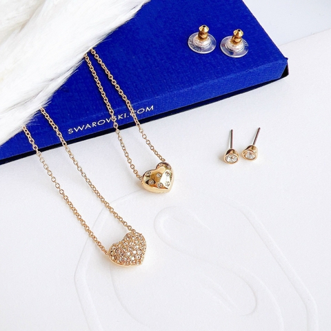 SWAROVSKI Heart set (Heart, Gold tone, Gold-tone plated) - EARRINGS & NECKLACE - Khuyên tai + dây cổ hình tim - SWAROVSKI - JEWELRY