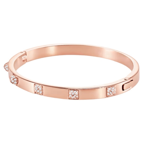 SWAROVSKI Dextera bangle (White, Rose gold-tone finish) - Vòng, lắc tay cứng màu vàng hồng - JEWELRY BRACELET