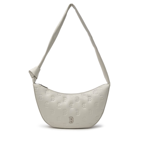 MLB Classic Monogram Crack Emboss Cross Bag Boston B White / Newyork NY Black - Túi xách, đeo vai màu trắng / đen