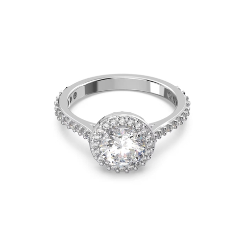 SWAROVSKI Una Angelic cocktail ring (Round cut, Pavé, White, Rhodium plated) - RINGS - Nhẫn đính đá pha lê trắng - JEWELRY