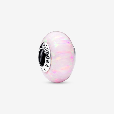 PANDORA Opalescent Pink Charm (Silver Sterling, Opal Lap-created) - Hạt trang trí vòng tay hình tròn thuỷ tinh, bạc 925, đá Opal nhân tạo màu hồng