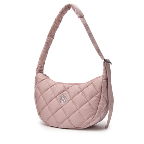Túi MLB Curve padded hobo / crossbody bag New York Yankees Pink (33,5x20,5x13cm) - Túi xách, đeo vai, màu hồng