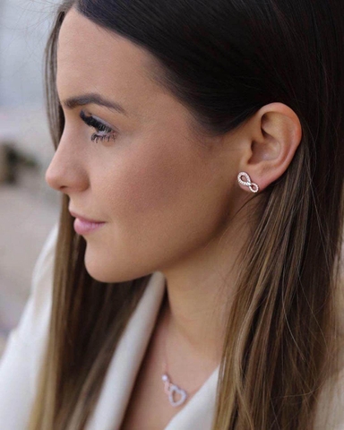 SWAROVSKI Hyperbola earrings (Infinity, White, Rhodium plated) - Khuyên tai, hình vô cực vĩnh cửu, màu trắng- JEWERY