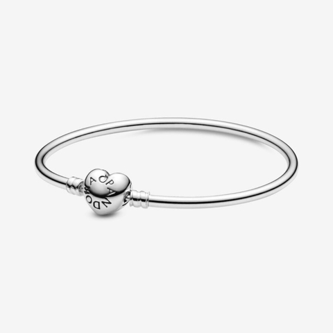 Pandora Moments Heart Clasp Bangle - Vòng/lắc tay bạc, khoá tim, dáng cứng - JEWELRY BRACELET