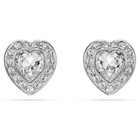 CHÍNH HÃNG - SWAROVSKI x Ariana Grande - stud earrings (Mixed cuts, Heart, White, Rhodium plated) - Khuyên tai, đính pha lê trắng, trái tim - JEWERY