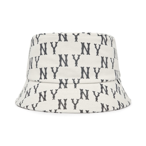 [SALE] MLB MONOGRAM NY NEWYORK YANKEES WHITE BUCKET - Mũ vành tròn, tone trắng