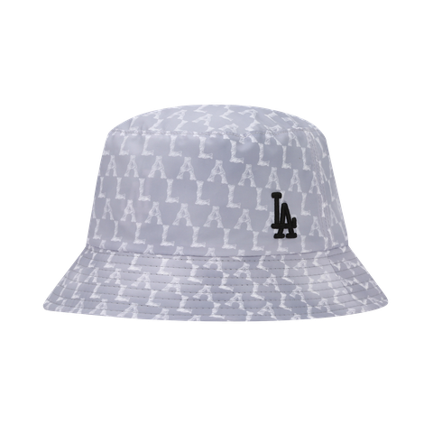 [SALE] Mũ MLB Monogram Reversible Bucket LA Yankees ‘Black Grey’  - Mũ hoạ tiết xám, đội được 2 mặt