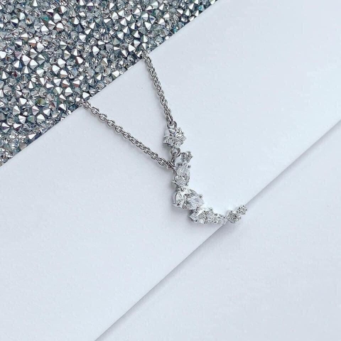 SWAROVSKI Moonsun Necklace  (White, Rhodium plated) - Dây cổ, dây chuyền trăng khuyết, pha lê trắng - JEWELRY NECKLACE