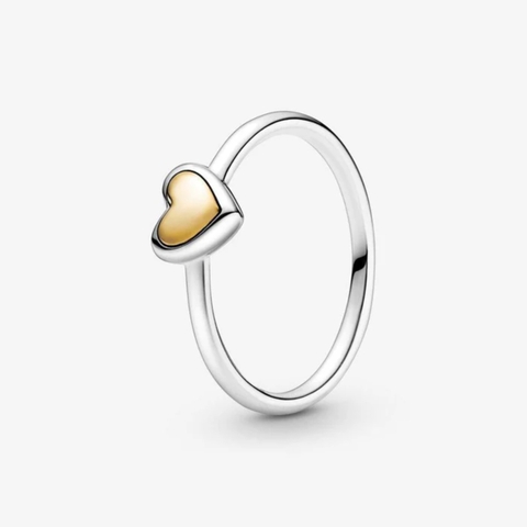 PANDORA Domed Golden Heart Ring (Silver Sterling, 14K Gold plated) - Nhẫn hình trái tim, bạc 925, trái tim mạ vàng 14k - JEWELRY