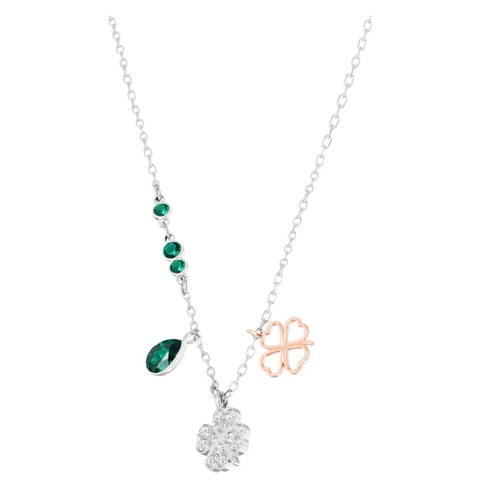 SWAROVSKI Symbolica pendant (Clover, Green, Mixed metal finish) - Dây cổ, dây chuyền, mặt hình cỏ bốn lá- JEWELRY NECKLACE