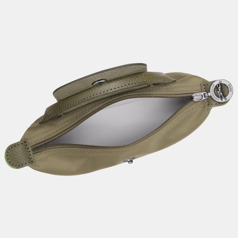 MINI SIZE - TÚI LONGCHAMP LE PLIAGE GREEN POUCH WITH HANDLE - ARTICHOKE - Túi xách màu xanh xám