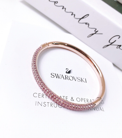 SWAROVSKI Stone bangle (Pink, Rose gold-tone finish) - Size S Oval 5.4x4.8cm - Vòng/lắc tay đá pha lê hồng - SWAROVSKI - JEWELRY