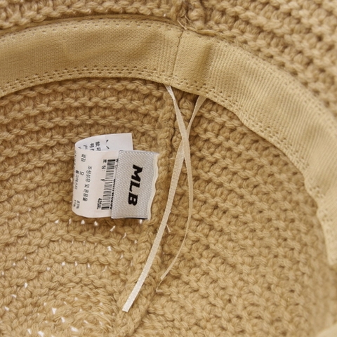 Mũ MLB Unisex basic wool knit Beige bucket hat - Mũ len màu be