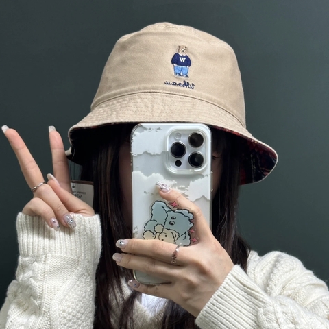 Mũ WHOAU Steve Reversible Bucket Hat Beige/Black/Navy - Mũ vành tròn be/đen/xanh đen, đội được 2 mặt