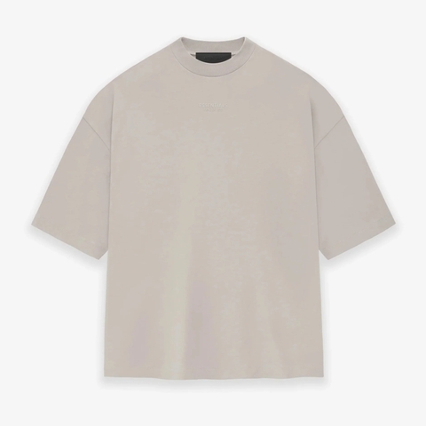 Áo Fear of God FOG Essentials Tee Silver Cloud - Áo thun cổ tròn tay lỡ màu mây xám bạc, chữ nhỏ giữa
