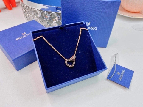 SWAROVSKI Lovely necklace (Heart, Grey, Rose gold-tone plated) - Dây cổ, dây chuyền HÌNH TIM PHỐI ĐÁ - SWAROVSKI - JEWELRY NECKLACE