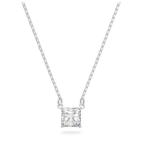 SWAROVSKI Attract necklace (Square cut, White, Rhodium plated) - Dây cổ, dây chuyền pha lê vuông trắng - JEWELRY NECKLACE