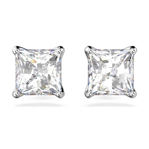 SWAROVSKI Attract stud earrings (Square cut, White, Rhodium plated) - Khuyên tai thiên nga pha lê trắng - JEWELRY