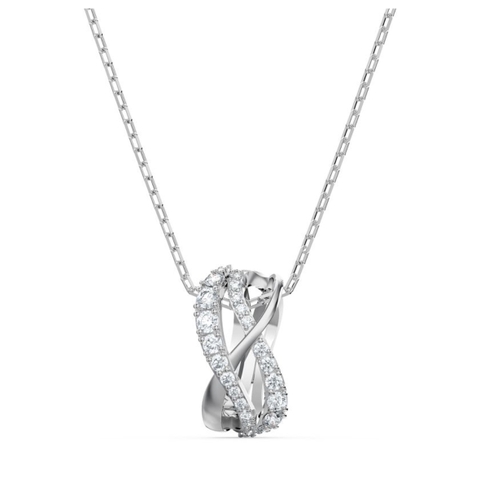 SWAROVSKI Twist Rows Pendant (White, Rhodium plated) - Dây cổ, dây chuyền pha lê trắng - JEWELRY NECKLACE