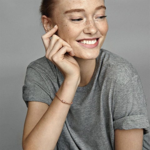 Pandora Moments Snake Chain Bracelet (Barrel Clasp, Metal blend, 14k Rose-gold plating) - Vòng/lắc tay hợp kim mạ vàng hồng 14k, khoá trụ, dáng mềm - JEWELRY BRACELET