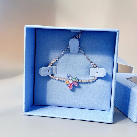 CHÍNH HÃNG - SWAROVSKI x Ariana bracelet (Mixed cuts, Flower, Multicolored, Rhodium plated) - Vòng, lắc tay, pha lê hoa - JEWELRY BRACELET