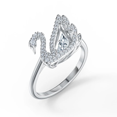 SWAROVSKI Dancing Swan ring (Round cut, White, Rhodium plated) - RINGS - Nhẫn thiên nga, pha lê trắng - JEWELRY