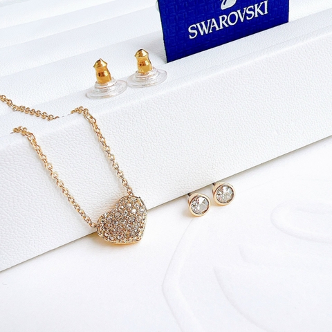 SWAROVSKI Heart set (Heart, Gold tone, Gold-tone plated) - EARRINGS & NECKLACE - Khuyên tai + dây cổ hình tim - SWAROVSKI - JEWELRY