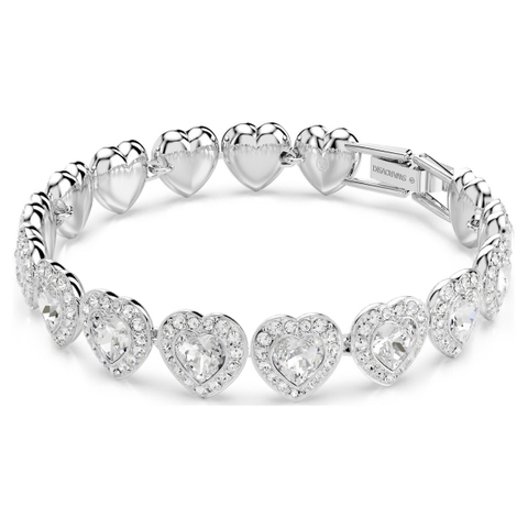 CHÍNH HÃNG - SWAROVSKI x Ariana Grande - Tennis bracelet (Mixed cuts, Heart, White, Rhodium plated) - Vòng, lắc tay, đính đá pha lê đa trắng, trái tim - JEWELRY BRACELET
