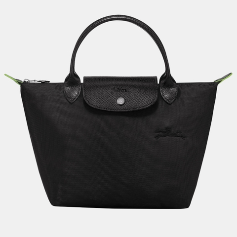 SMALL SIZE - TÚI LONGCHAMP LE PLIAGE NOIR GREEN S HAND BAG - BLACK - Túi xách màu đen, quai nắp đen