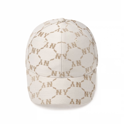 Mũ MLB Diamond Monogram Jacquard Structure Ball Cap New York Yankees Cream - Mũ lưỡi trai, nón kết màu trắng kem