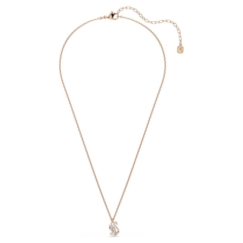 SWAROVSKI Swan pendant (Mixed cuts, White, 18K rose gold finish) - Dây cổ/chuyền, pha lê trắng, thiên nga - JEWELRY NECKLACE