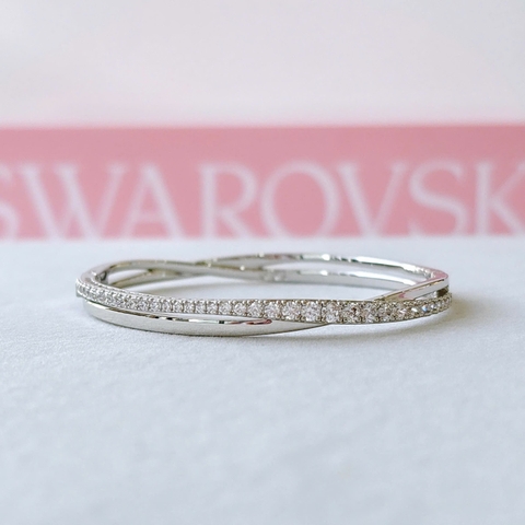 SWAROVSKI Hyperbola bangle (Round cut, White, Rhodium plated) - Vòng, lắc tay, pha lê trắng - JEWELRY BRACELET