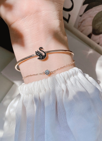 SWAROVSKI Swarovski Swan bangle (Swan, Black, Rose gold-tone plated) - Vòng/lắc tay thiên nga đen - SWAROVSKI - JEWELRY