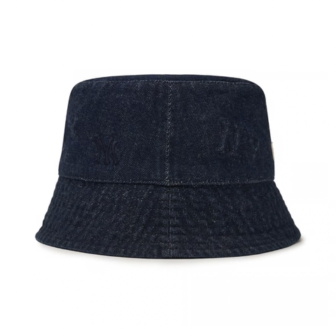 Mũ MLB Classic Monogram Random Tonal Tone Emboss Denim Bucket Hat Drop Fit New York Yankees Dark Blue - Mũ vành tròn màu xanh đậm