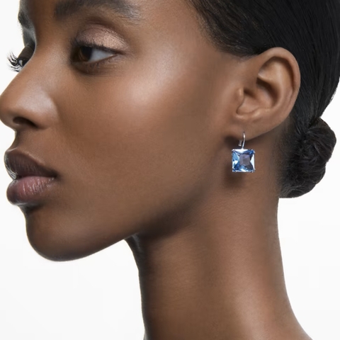 SWAROVSKI Millenia drop earrings (Square cut, Blue, Gold-tone plated) - Khuyên tai pha lê xanh biển - JEWELRY