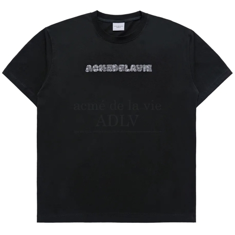 ÁO ADLV BEAR DOLL FUZZY RABBIT T-SHIRT BLACK - ÁO THUN CỔ TRÒN TAY LỠ, HÌNH THỎ, MÀU ĐEN