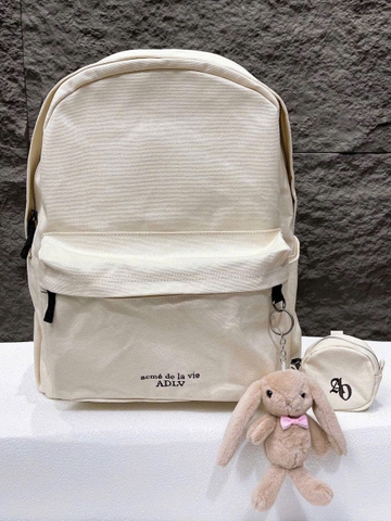 ADLV BASIC LOGO SIMPLE COTTON BACKPACK Cream - Cặp, Balo màu trắng kem