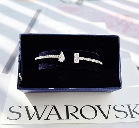 SWAROVSKI Mesmera cuff (Mixed cuts, White, Rhodium plated) - Vòng, lắc tay pha lê trắng - JEWELRY BRACELET