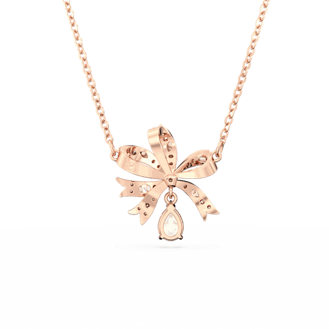 SWAROVSKI Volta necklace (Bow, Small, White, Rose gold-tone plated) - Dây cổ, dây chuyền SWAROVSKI - JEWELRY NECKLACE