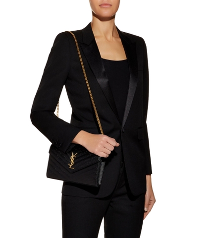 TÚI YSL WOC BLACK LOGO GOLD