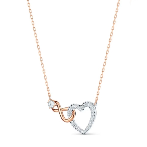 SWAROVSKI Hyperbola set (Infinity and heart, White, Mixed metal finish) - EARRINGS & NECKLACE - Khuyên tai + dây cổ hình trái tim vô cực - JEWELRY
