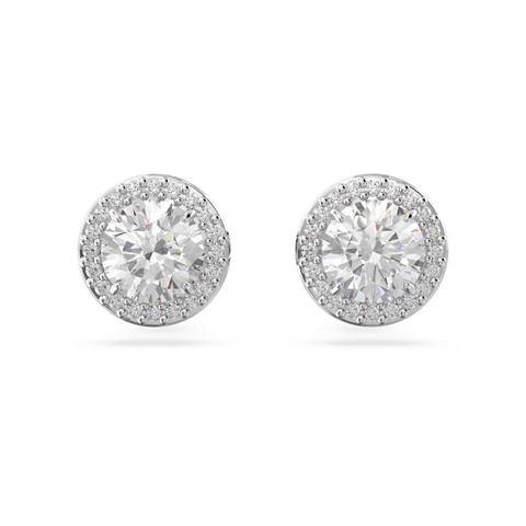 SWAROVSKI Una Angelic stud earrings (Round cut, Pavé, White, Rhodium plated) - Khuyên tai, pha lê trắng - JEWERY