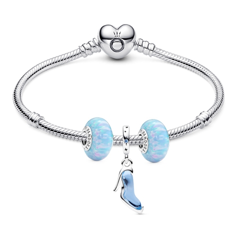 PANDORA SET CINDERELLA’S BRACELET (Silver Sterling, Lap-created Opal, Glass, Zircona) - Bộ Vòng 3 Charm - Chủ đề chiếc giày của Lọ Lem