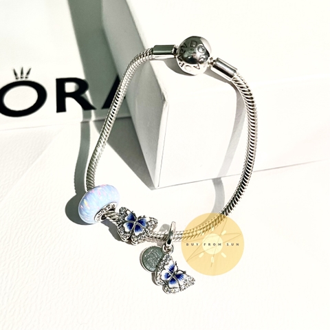 PANDORA “Ocean Butterfly” Sparkling Set Bracelet Charms (Silver Sterling) - Bộ vòng tay “Bướm Đại Dương” bạc 925 - JEWELRY