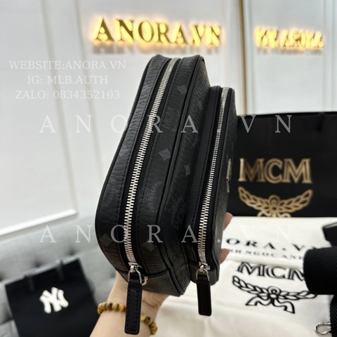 MCM CROSS BLACK BAG TÚI ĐEO CHÉO HAI NGĂN ĐEN