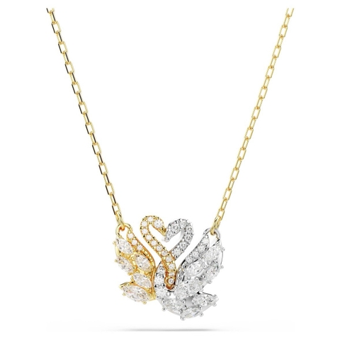 SWAROVSKI Swan pendant (White, Gold-tone plated) - Dây cổ, chuyền thiên nga cặp đôi, đính pha lê - JEWELRY NECKLACE